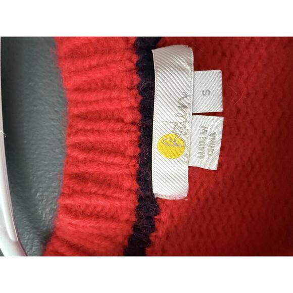 Boden Red Knit Sweater with White Embroidered Hearts, Size Small - Picture 5 of 8